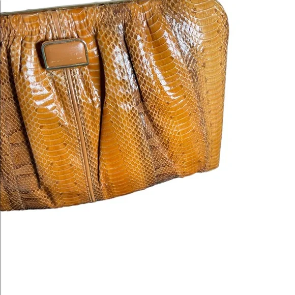 Vintage 1960s Snow White Snake skin leather clutch shoulder bag purse boho - Picture 9 of 16